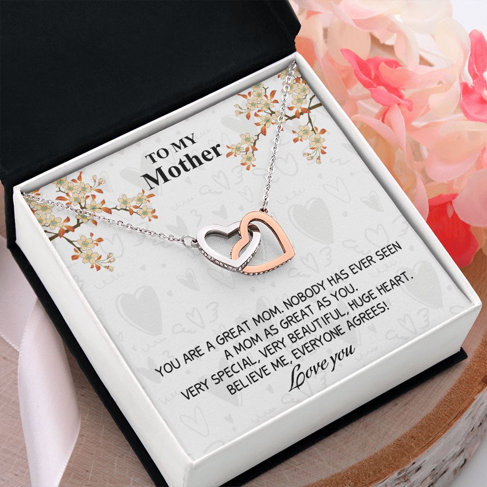 Mom Necklace Gifts for Mom from Daughter to Mom Gifts for Mothers Day from Daughter, To My Mom Necklace from Daughter to Mom Birthday Gifts Necklace with Message Card and Gift Box8 Interlocking Hearts Necklace