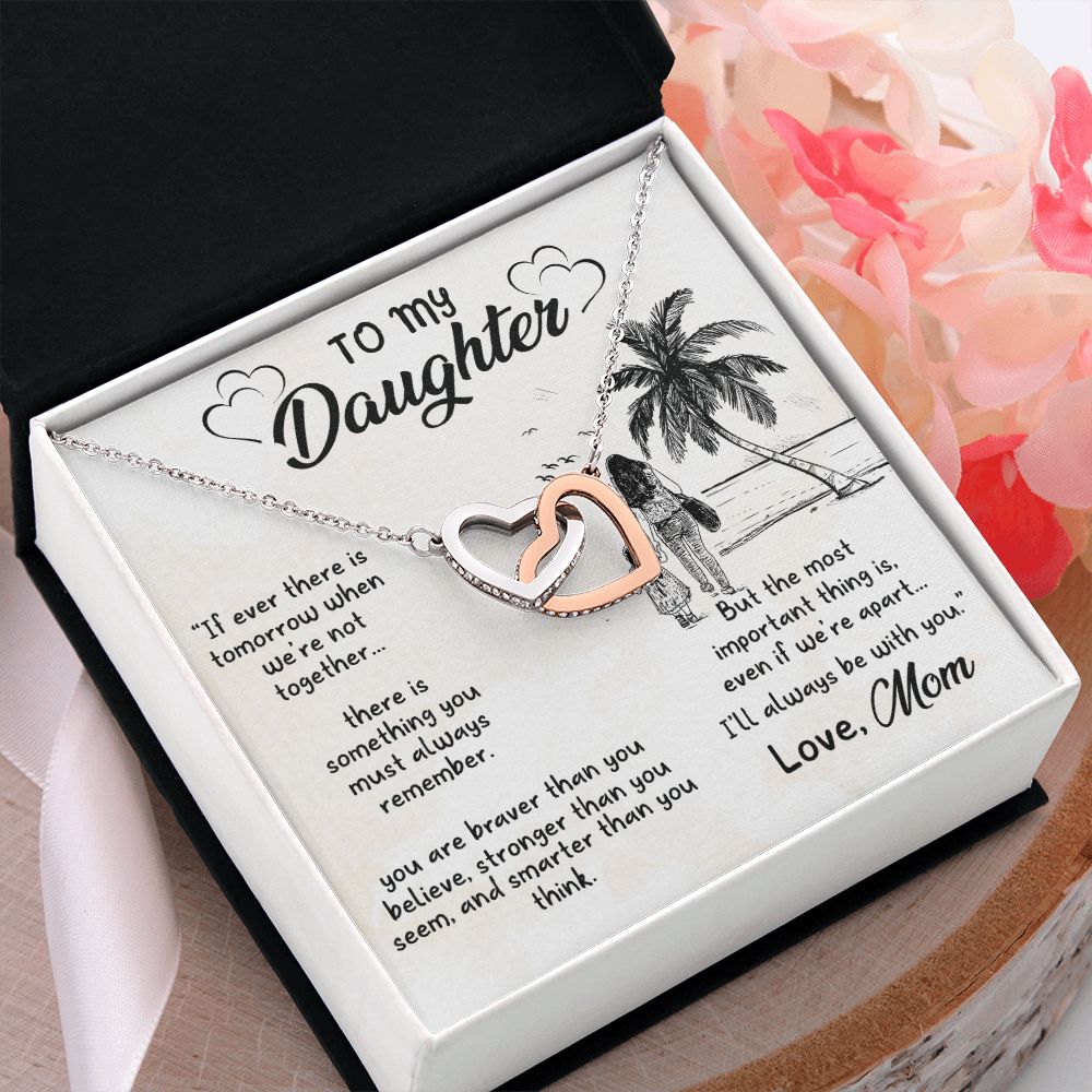 To My Daughter Sunset Necklace Pendant Gift From Mom Necklace The Most Important With Message Card Gift Box Gift For To Daughter, Daughter In Law On Birthday Anniversary Interlocking Hearts Necklace