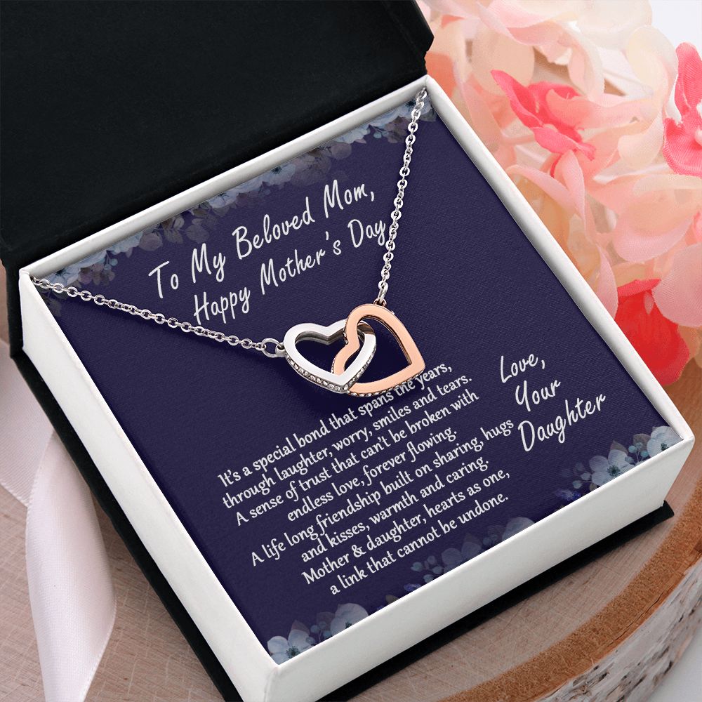 Mom Necklace Gifts for Mom from Daughter to Mom Gifts for Mothers Day from Daughter, To My Mom Necklace from Daughter to Mom Birthday Gifts Necklace with Message Card and Gift Box2232 Interlocking Hearts Necklace