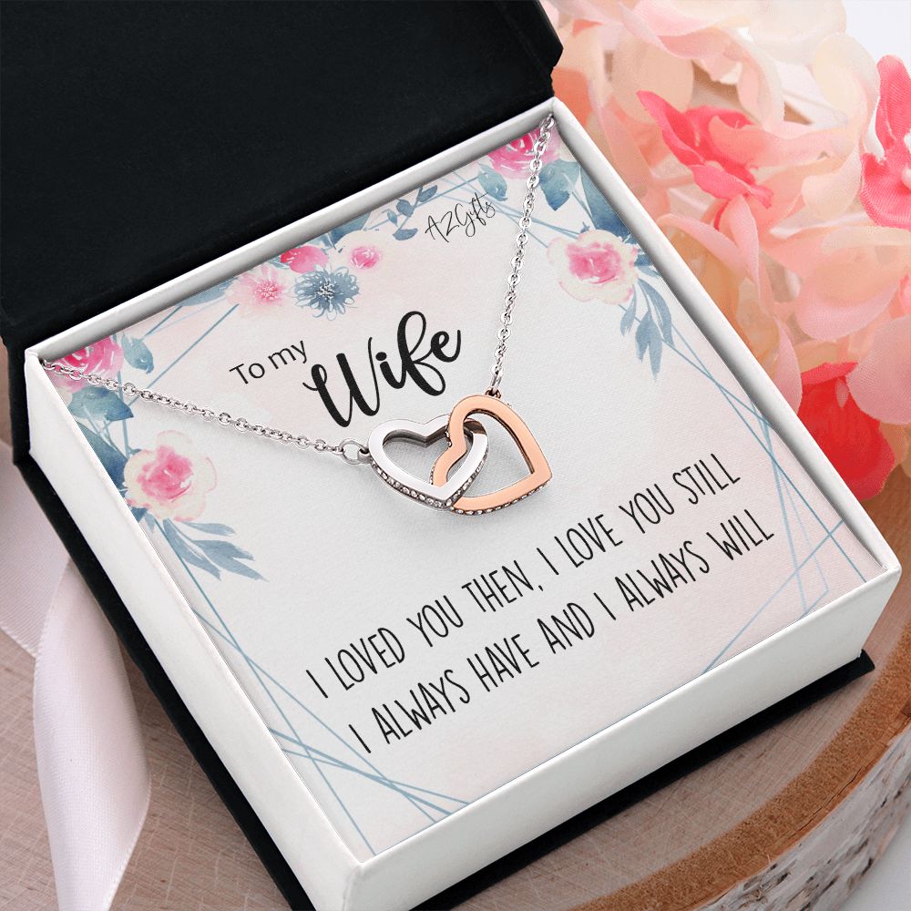 To My Wife Necklace from Husband, Personalized Necklace for Women, Luxury Necklace for Wife from Man Men, Wedding Anniversary Present For Wife, Beautiful Wife Jewelry Christmas Birthday Gifts For Wife2 Interlocking Hearts Necklace
