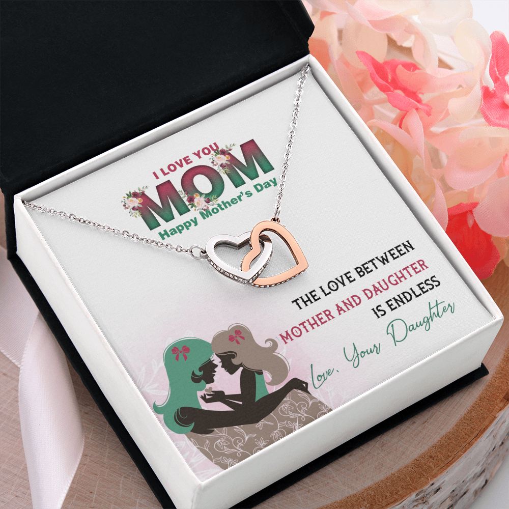 Mom Necklace Gifts for Mom from Daughter to Mom Gifts for Mothers Day from Daughter, To My Mom Necklace from Daughter to Mom Birthday Gifts Necklace with Message Card and Gift Box2236 Interlocking Hearts Necklace