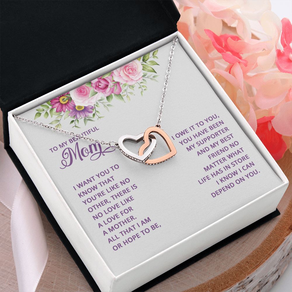 Mom Necklace Gifts for Mom from Daughter to Mom Gifts for Mothers Day from Daughter, To My Mom Necklace from Daughter to Mom Birthday Gifts Necklace with Message Card and Gift Box17 Interlocking Hearts Necklace
