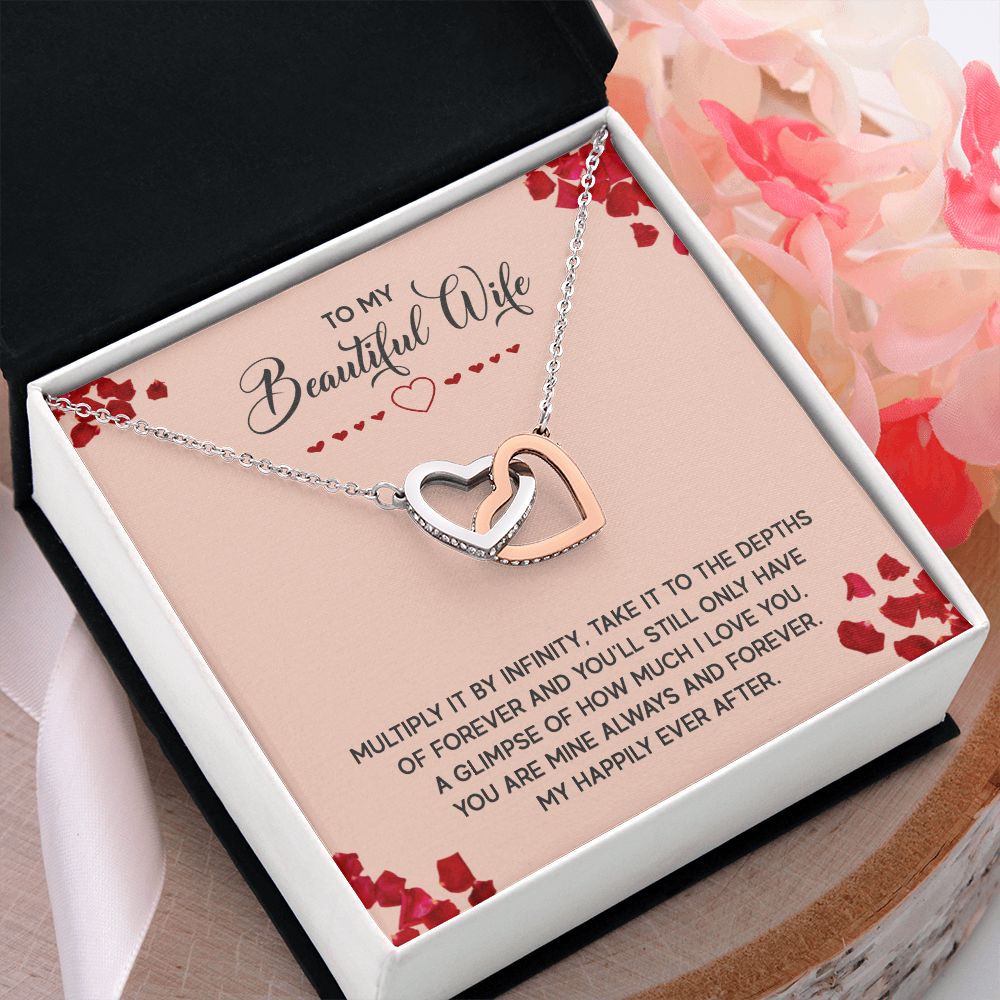 To My Beautiful Wife Necklace, Wedding Anniversary Jewelry For Women, Necklace For Wife from Husband, Gifts For Wife Birthday Gifts Necklace, Jewelry With Message Card In A Gift Box