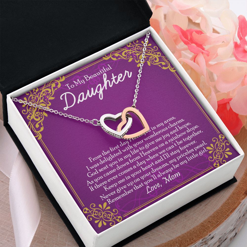 To My Daughter Necklace Gift from Mom, Mother and Daughter Jewelry Necklace for Girls, Mother Daughter Gift Ideas, Jewelry Pendant Necklace Interlocking Hearts Necklace