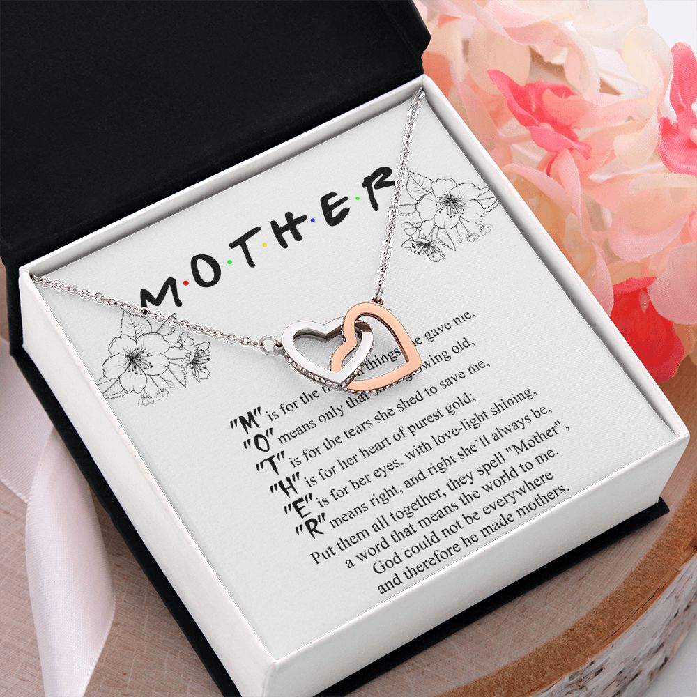 Mom Necklace Gifts for Mom from Daughter to Mom Gifts for Mothers Day from Daughter, To My Mom Necklace from Daughter to Mom Birthday Gifts Necklace with Message Card and Gift Box2224 Interlocking Hearts Necklace