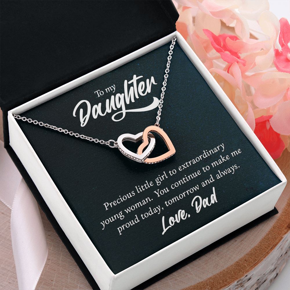 To My Daughter Necklaces Pendants - Father and Daughter Necklace - Gift from Daddy - Luxury Necklace Silver On Birthday, Anniversary - Includes Gift Box Interlocking Hearts Necklace
