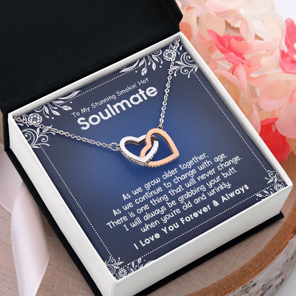 To My Smokin Hot Soulmate Necklace - Wife Gifts From Husband To My Wife Necklace, Gift for Her Romantic, Girlfriend Gifts Necklace for Wife from Men Includes Message Card and Gift Box 5 Interlocking Hearts Necklace