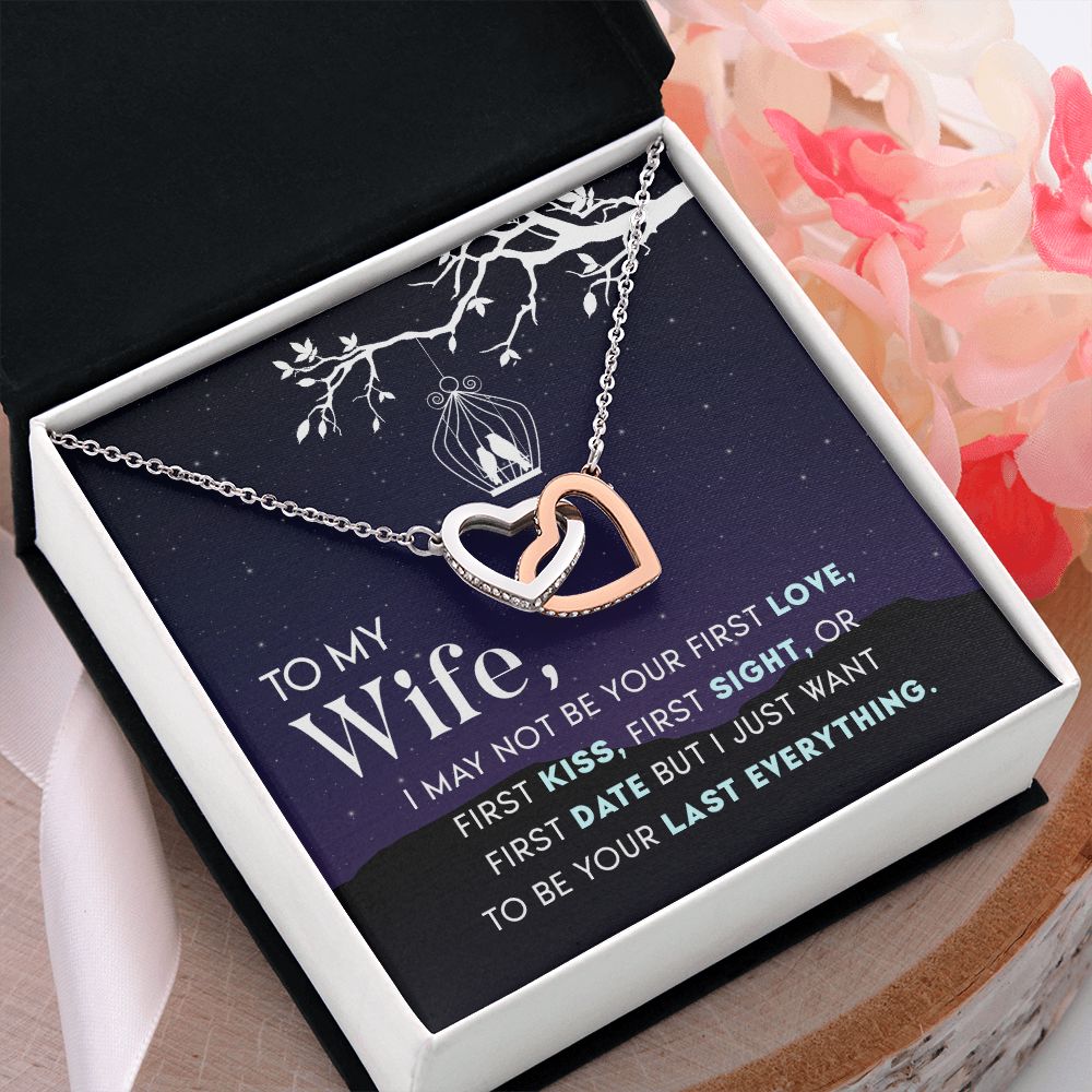 To My Wife Necklace from Husband, Personalized Necklace for Women, Luxury Necklace for Wife from Man Men, Wedding Anniversary Present For Wife, Beautiful Wife Jewelry Christmas Birthday Gift For Wife15 Interlocking Hearts Necklace