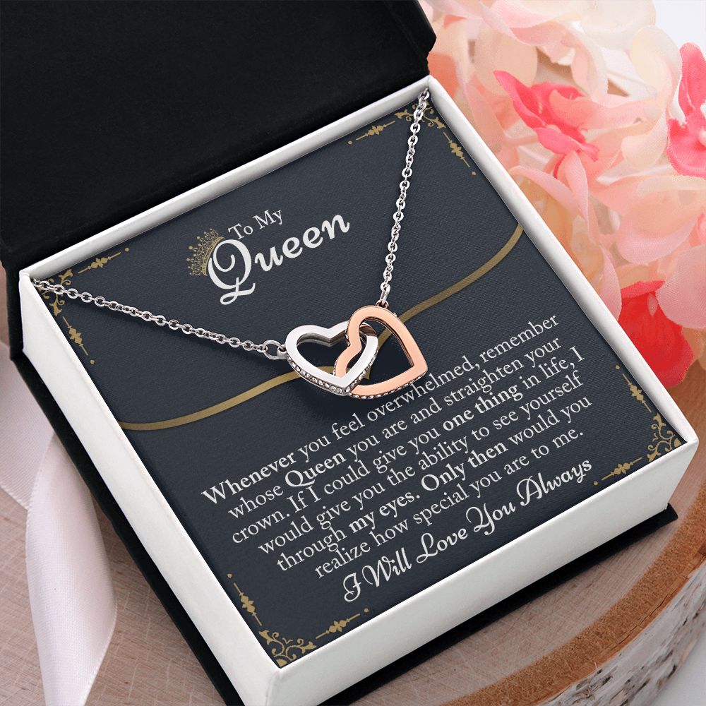 To My Queen Gift For Her Jewelry Gift Her Gift for Her Christmas Necklace Interlocking Hearts Necklace