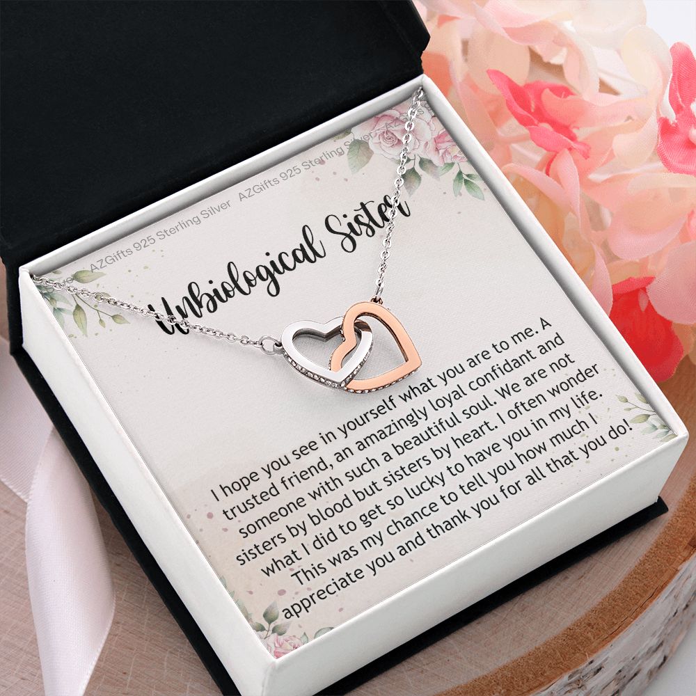 Gifts For Unbiological Sister, Unbiological Sister Gift, Unbiological Sister Gift Birthday, Gift For Best Friends Birthday, Best Friend Gift Interlocking Hearts Necklace