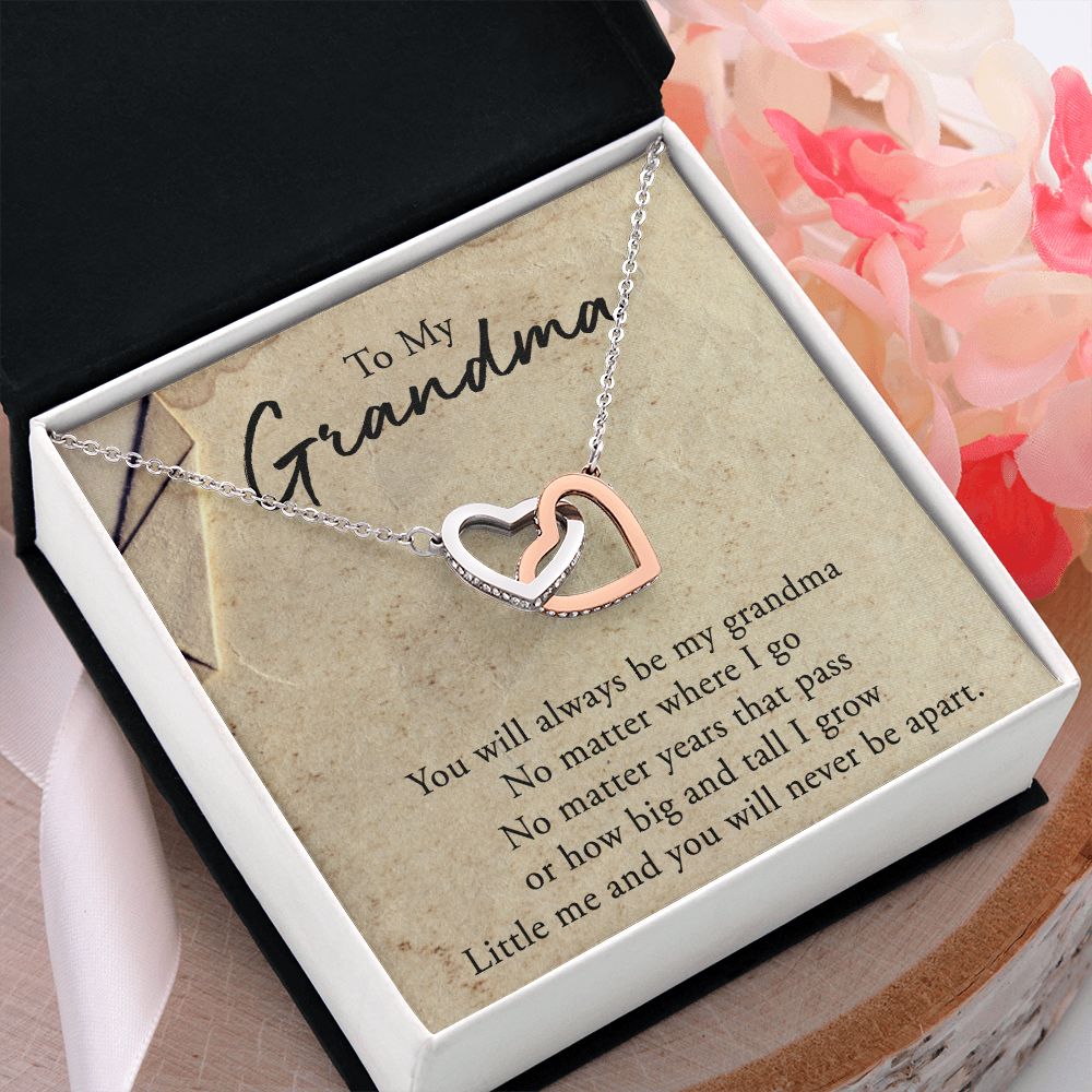 To My Grandma Necklace, Gift for Grandmother Necklace, Mothers Day Gift For Grandma Nana, Grandma Jewelry From Grandchildren GrandKids , Jewelry Box Gift For Grandma Grandmother5 Interlocking Hearts Necklace