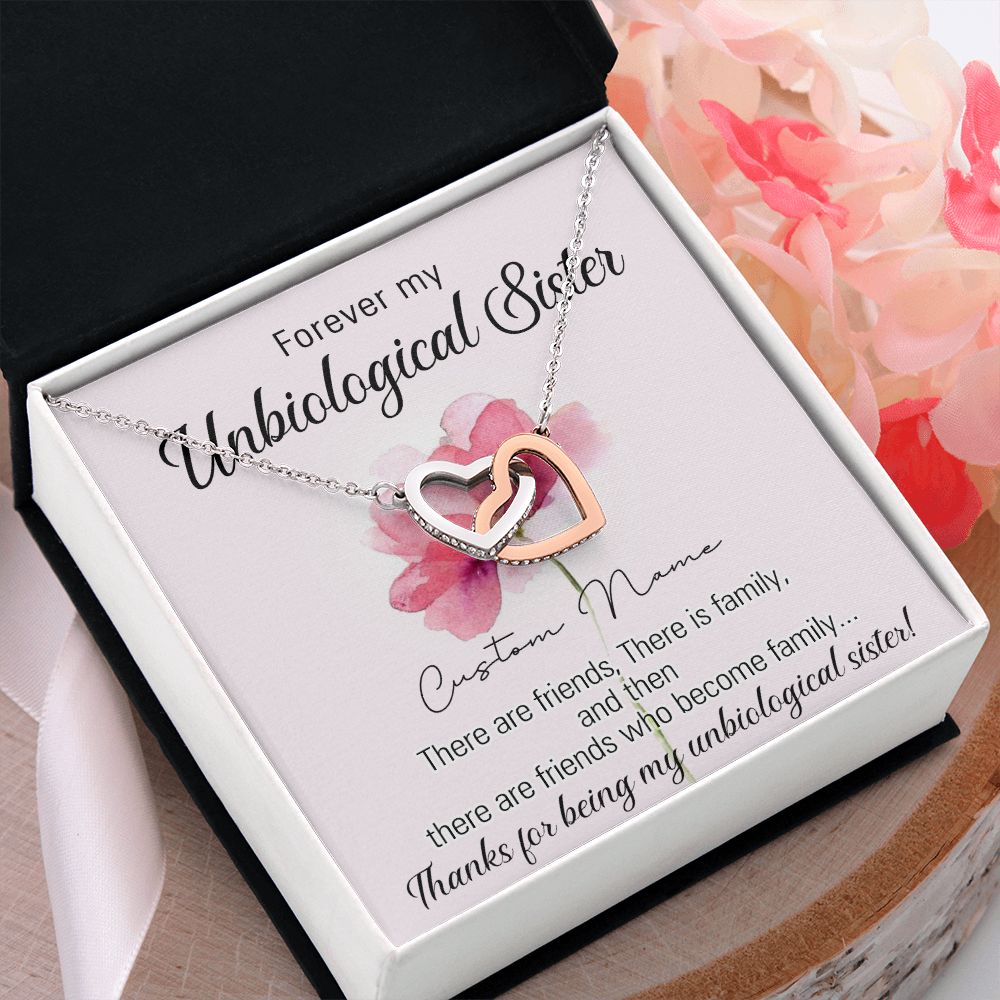 To My Unbiological Sister Necklace for Soul Sister Gift for Big Little Sorority Sister in Law Necklace for Sister Gift Tribe Jewelry Birthday Gift Idea for Best Friend 301 Interlocking Hearts Necklace