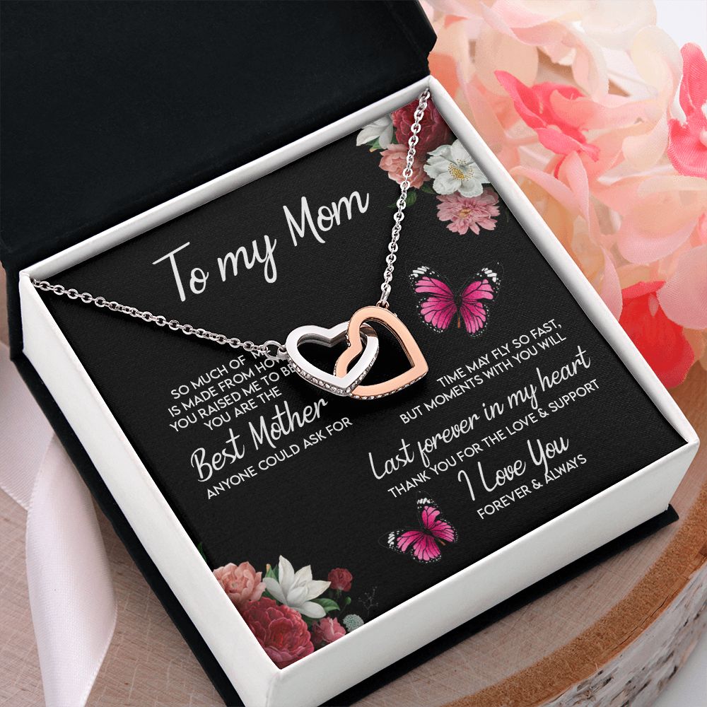 To My Mom Necklace, Gift For Mom, Mother's Day Gift from Daughter, Mom Jewelry Gift for Mothers Day, Birthday Gift for Mother, Moms Gift from Daughter Son, Necklace for Mom Mother 13 Interlocking Hearts Necklace