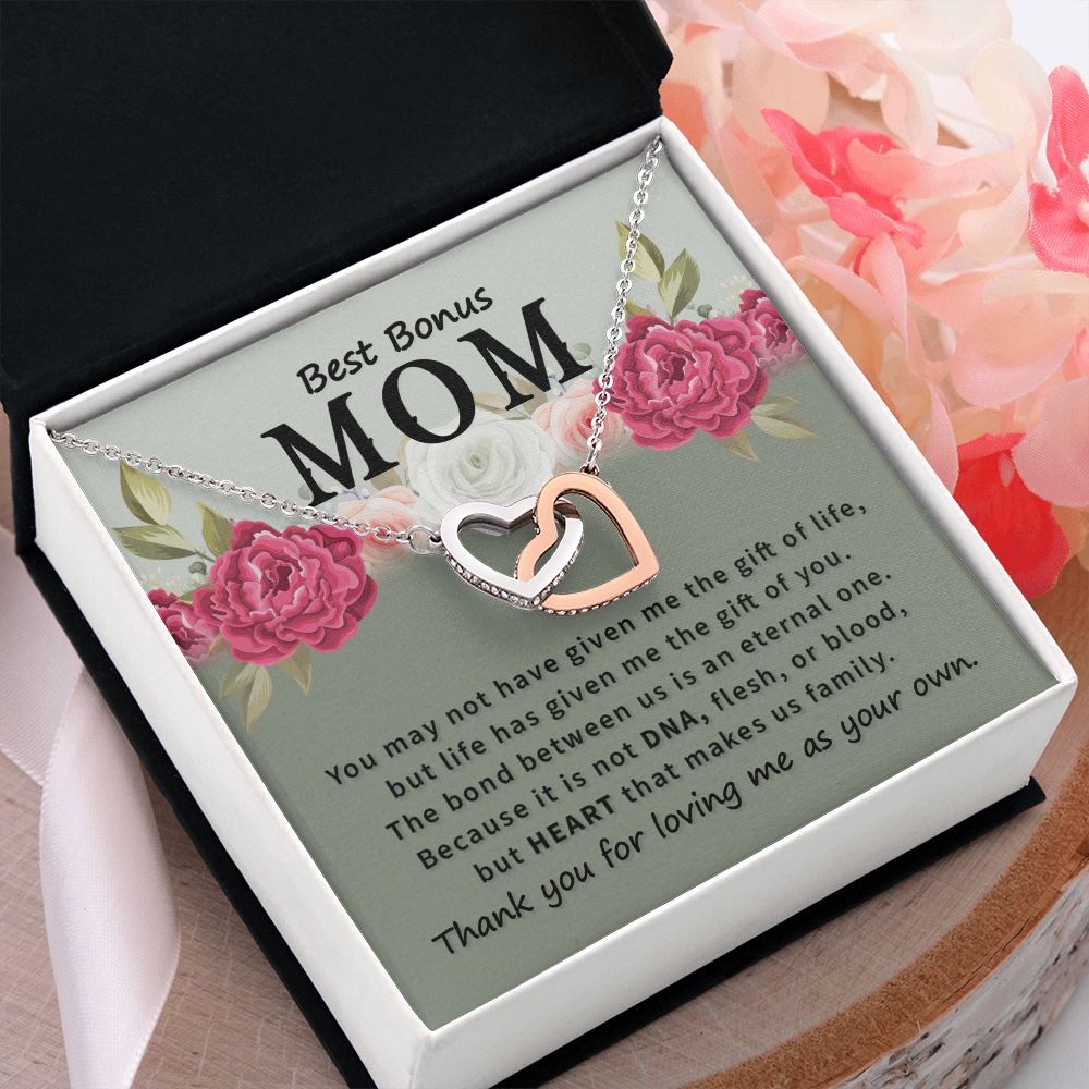 Mother Daughter Necklace as Daughter Gift from Mom, Mom Necklace as Christmas Gift for Mom from Son, Birthday Gift for Mother in Law Necklace, Bonus Mom Gifts for Step Mom Necklace2 Interlocking Hearts Necklace