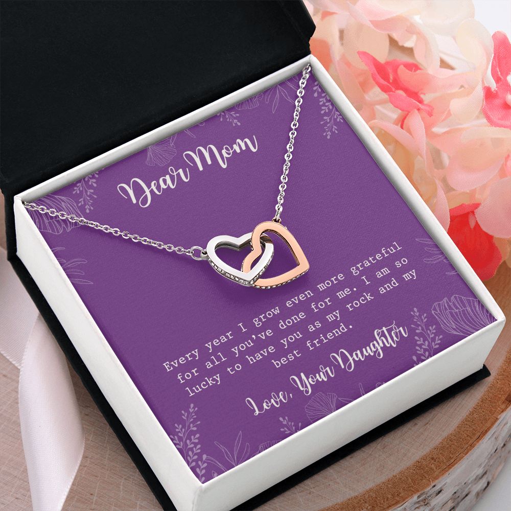 Mom Necklace Gifts for Mom from Daughter to Mom Gifts for Mothers Day from Daughter, To My Mom Necklace from Daughter to Mom Birthday Gifts Necklace with Message Card and Gift Box2234 Interlocking Hearts Necklace