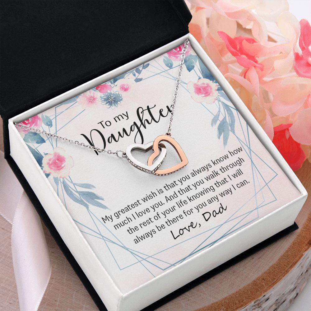 To My Daughter Gift Necklace from Mom, Mother and Daughter Necklace for Girls, Mother Daughter Gift Ideas, Jewelry Pendant Interlocking Hearts Necklace