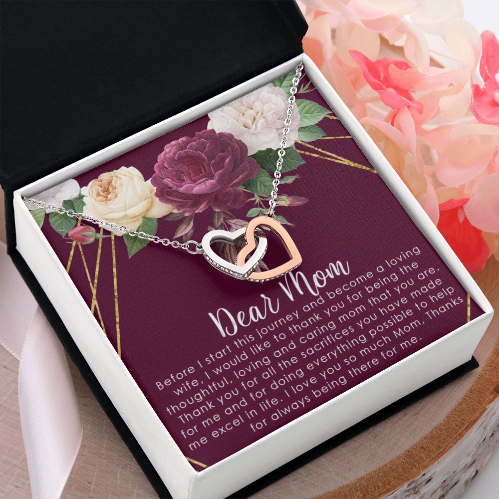 To My Mom Necklace, Gift For Mom, Mother's Day Gift from Daughter, Mom Jewelry Gift for Mothers Day, Birthday Gift for Mother, Moms Gift from Daughter Son, Necklace for Mom Mother2 Interlocking Hearts Necklace