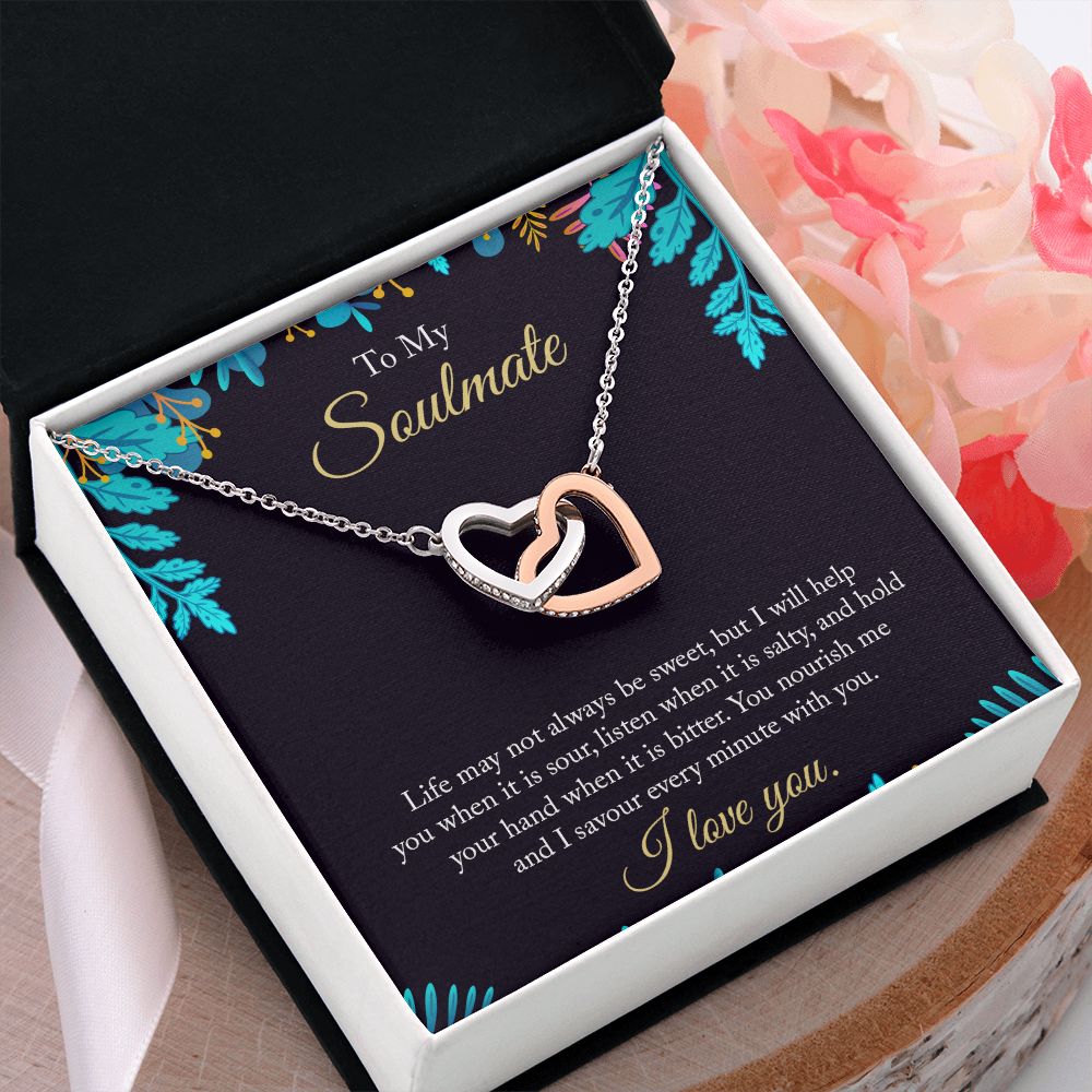 To My Soulmate Necklace for Women Birthday Christmas Jewelry Gifts For My Wife with Message Card Box Personalized Gift Present Pendant for Future Wife Soulmate Girlfriend Love 16 Interlocking Hearts Necklace