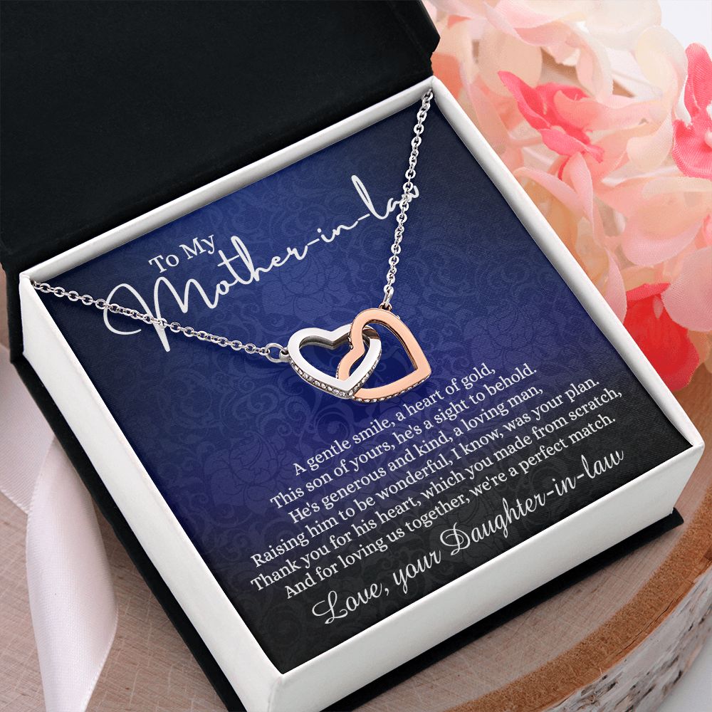 To My Mother in Law Necklace, Mother in Law Gift, Necklace for Mother in Law Jewelry Gift to My Mother-in-law on Wedding Day Mother's day gift for Mother in Law Birthday gift Interlocking Hearts Necklace
