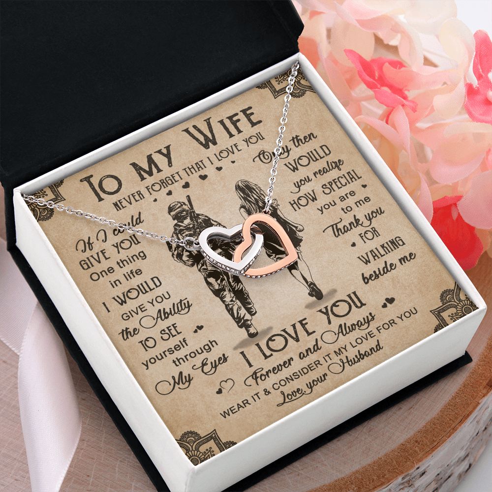 Birthday Gifts For Wife, Necklace Gifts For Wife From Husband, To My Wife Jewelry For Women , To My Wife Necklace  from Husband Wedding Anniversary Present For Wife, Beautiful Wife Jewelry Christmas20 Interlocking Hearts Necklace