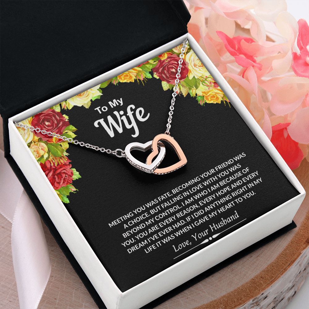 To My Wife Necklace from Husband Jewelry Gift For Wife Valentines Gift for Her Interlocking Hearts Necklace