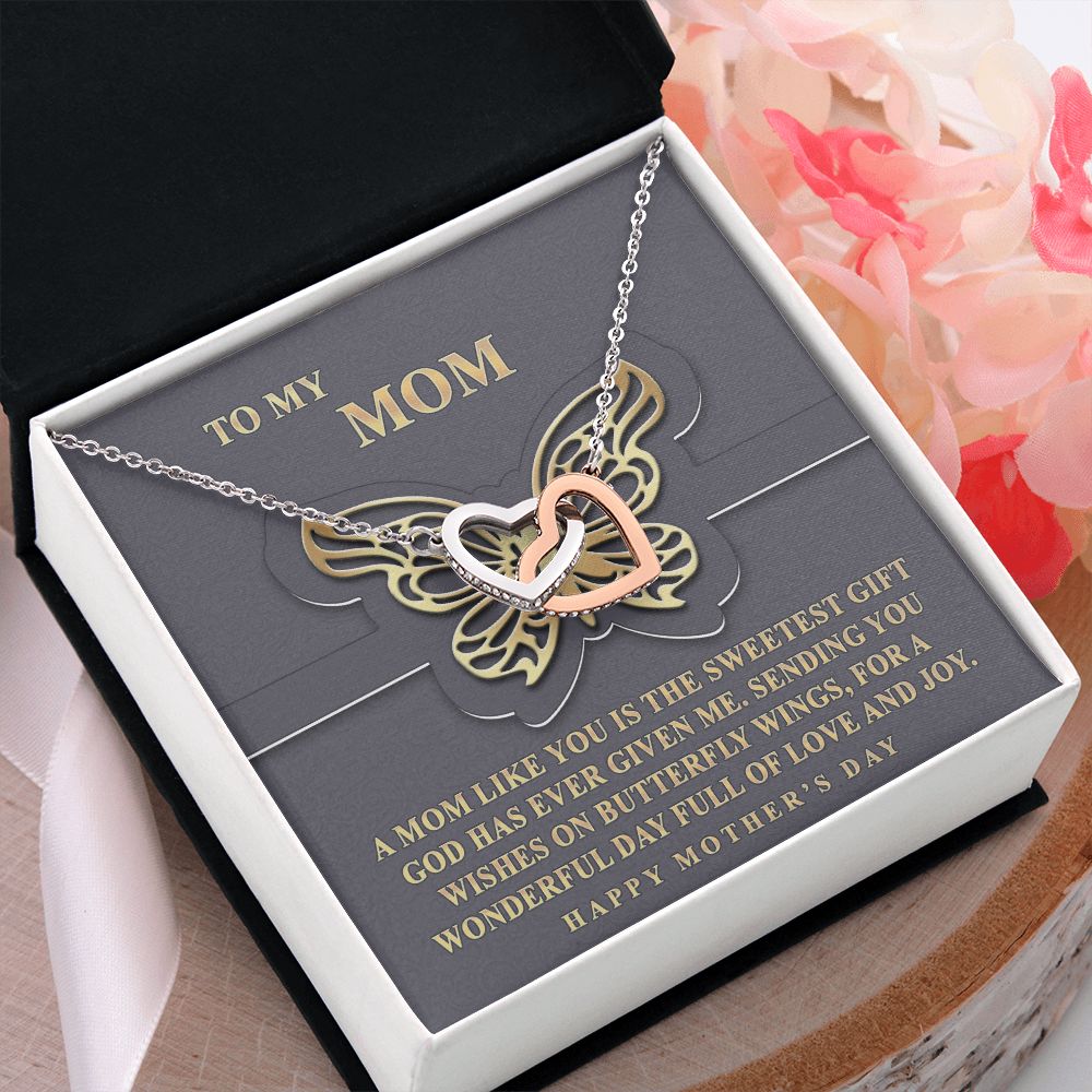To My Mom Necklace, Gift For Mom, Mother's Day Gift from Daughter, Mom Jewelry Gift for Mothers Day, Birthday Gift for Mother, Moms Gift from Daughter Son, Necklace for Mom Mother 12 Interlocking Hearts Necklace