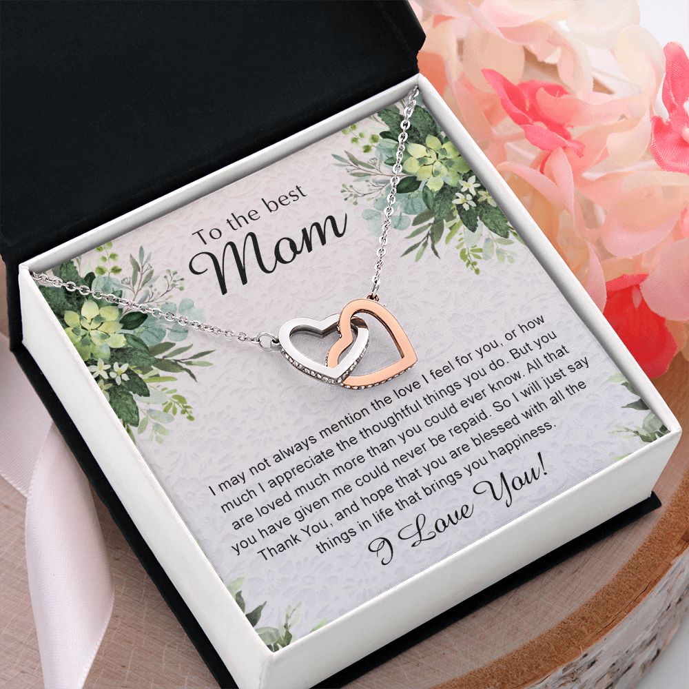 To My Best Mom Necklace, Necklace for Mother, Daughter Gift For Mom, Present For Mom, Mother Gifts from Son or Daughter, Jewelry Gift for Mothers Day, Birthday Gift for Mother, Moms Interlocking Hearts Necklace