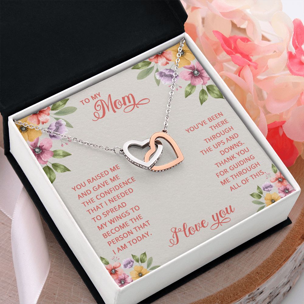 Mom Necklace Gifts for Mom from Daughter to Mom Gifts for Mothers Day from Daughter, To My Mom Necklace from Daughter to Mom Birthday Gifts Necklace with Message Card and Gift Box16 Interlocking Hearts Necklace