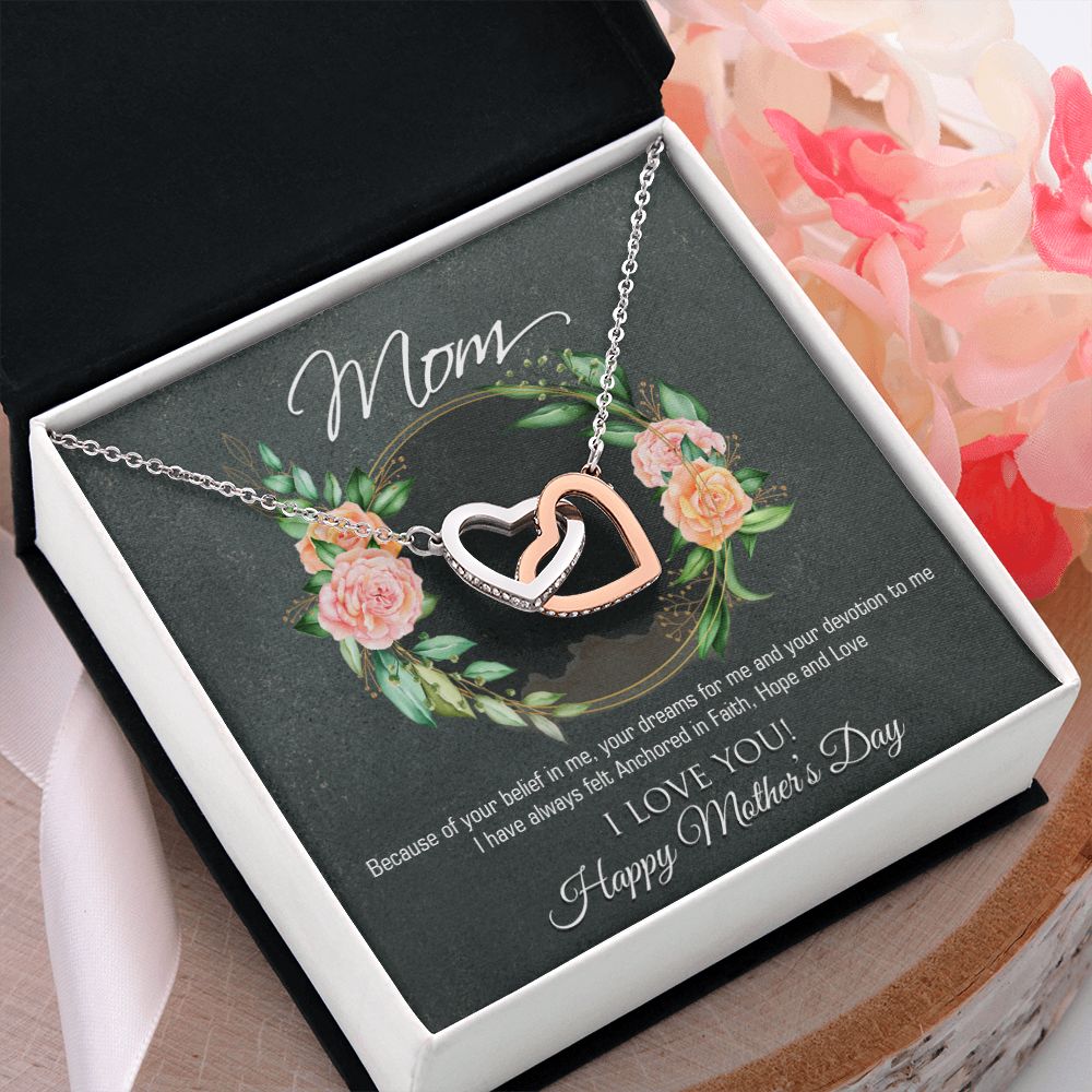 To My Mom Flower Necklace Pendant Gift From Daughter Your Belief In Me With Message Card Gift For Mom Interlocking Hearts Necklace