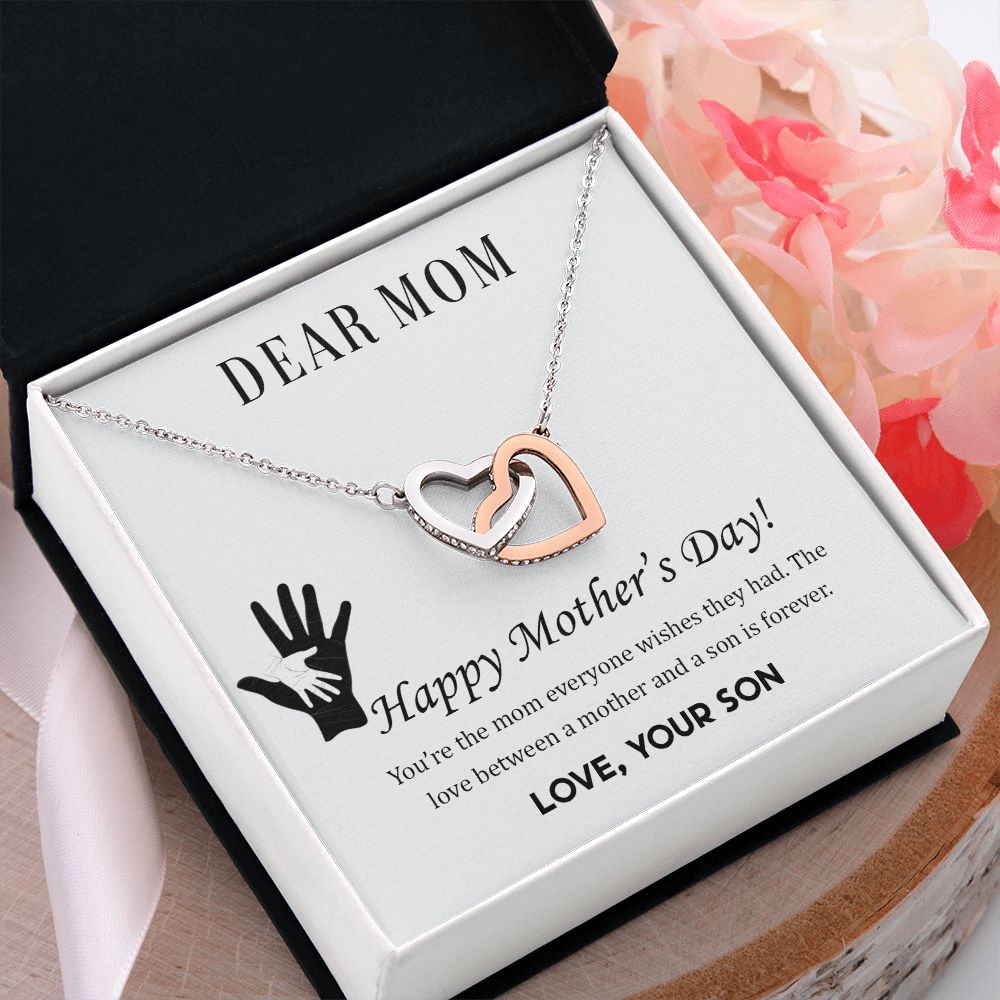 2Mom Necklace Gifts for Mom from Daughter to Mom Gifts for Mothers Day from Daughter, To My Mom Necklace from Daughter to Mom Birthday Gifts Necklace with Message Card and Gift Box2228 Interlocking Hearts Necklace