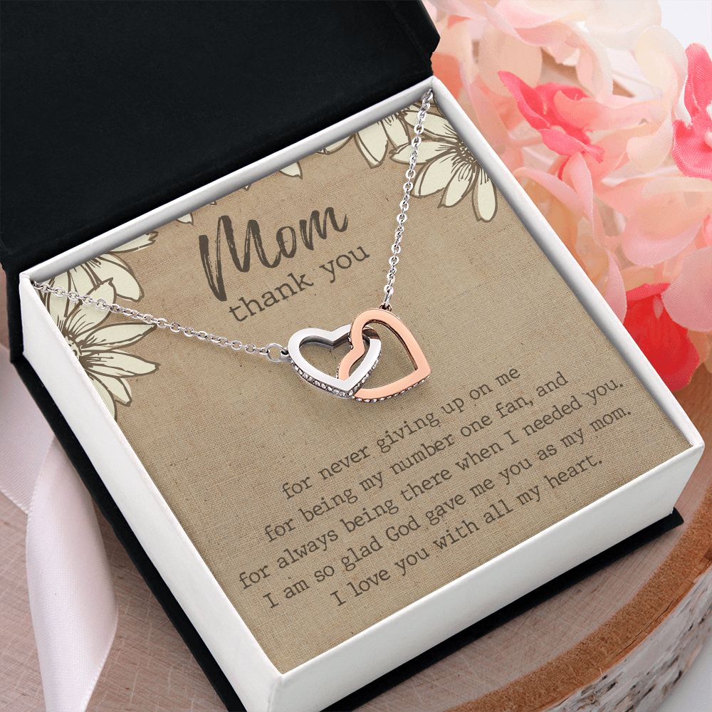 Thank You Gift For Mom, Gifts For Mother, Gifts For Mom From Daughter, Affordable Gifts For Mom, Birthday Gift Ideas For Mom From Daughter Interlocking Hearts Necklace