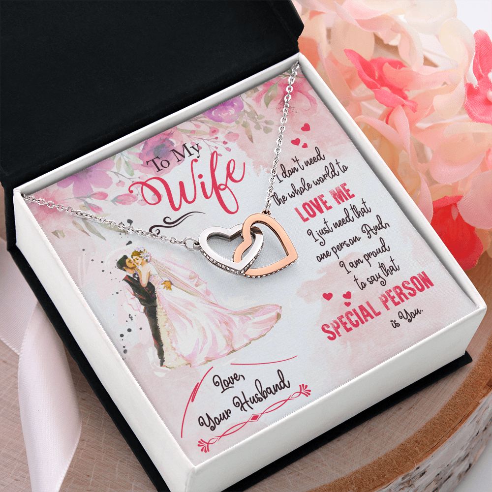 To My Wife Necklace from Husband, Personalized Necklace for Women, Luxury Necklace for Wife from Man Men, Wedding Anniversary Present For Wife, Beautiful Wife Jewelry Christmas Birthday Gift For Wife17 Interlocking Hearts Necklace