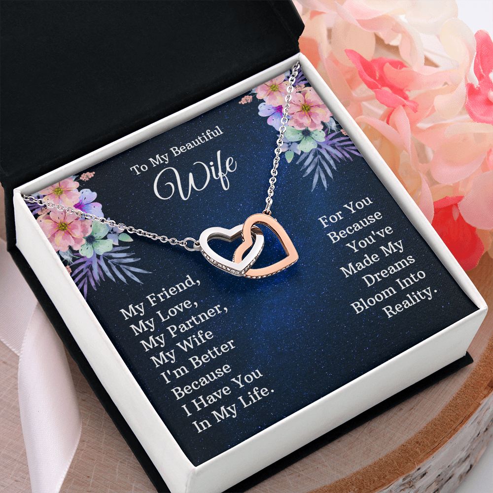 To My Beautiful Wife Necklace, Wedding Anniversary Jewelry For Women, Necklace For Wife from Husband, Gifts For Wife Birthday Gifts Necklace, Jewelry With Message Card In A Gift Box
