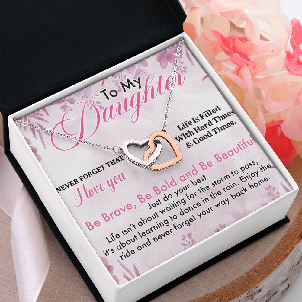 Mother Daughter Gift Ideas, To My Daughter Gift Necklace from Mom, Jewelry Pendant Present for Daughter, Birthday Christmas Gift Graduation Gifts for Daughters, Mother and Daughter Necklace 28 Interlocking Hearts Necklace