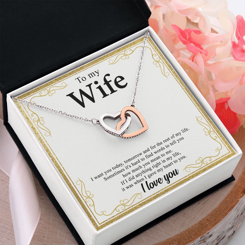 To My Wife Alluring Love Necklace Gift for Wife Valentines Day Gift for Her Interlocking Hearts Necklace