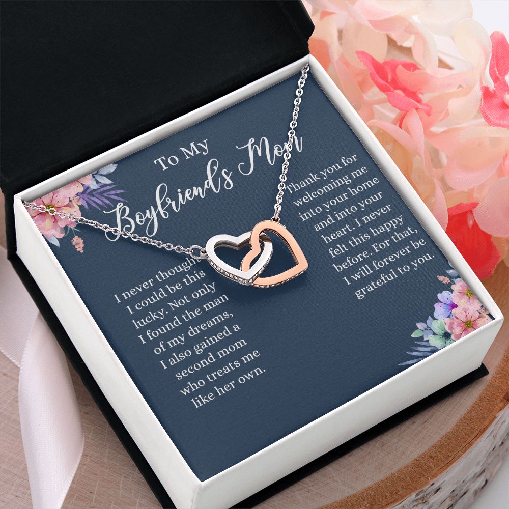 To My Boyfriends Mom Necklace, Gifts For Boyfriend Mom, Boyfriends Mom Birthday Gift, Boyfriend Mother Gift, Gifts for boyfriend mom, Boyfriend mom Mother's Day Gift Jewelry for Women Interlocking Hearts Necklace