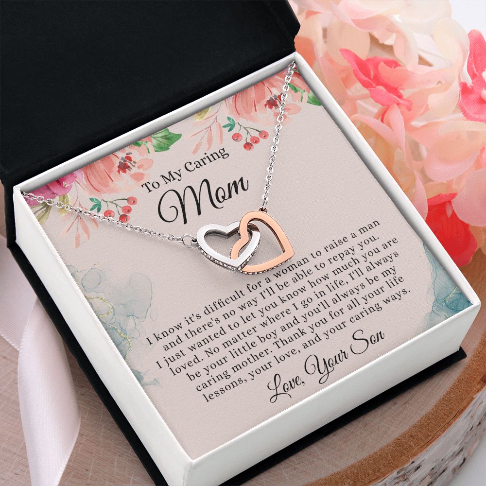 To My Mom Necklace, Mom Gift From Son, Mom gifts, Gift for Mom From Son, Mom Mothers Day Gift From Son, To my Mom Necklace, Mom Gift Necklace, Mother Birthday Gift From Son Interlocking Hearts Necklace