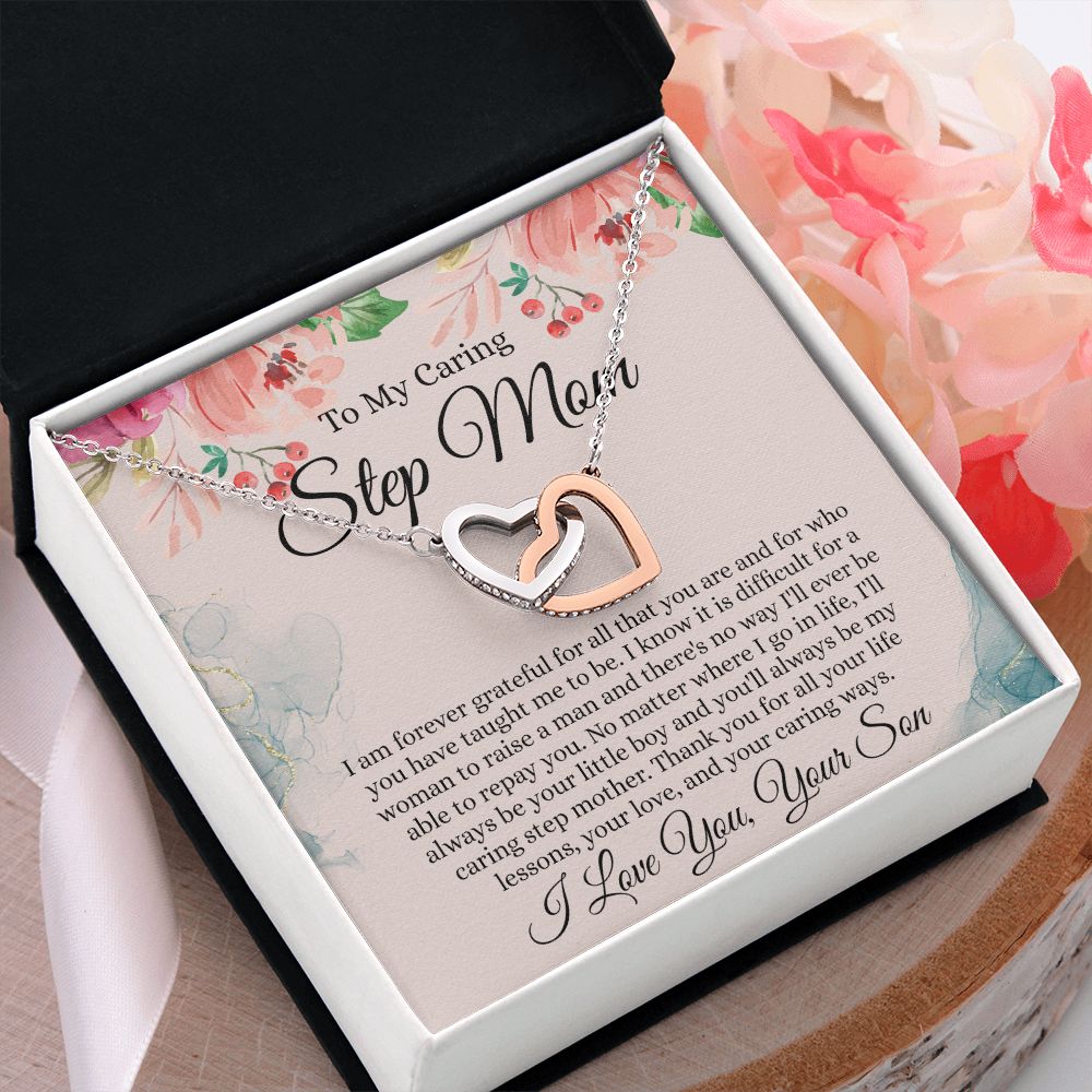To My Step Mom Gift, Step Mom Necklace, Step Mom Gift From Son, Step Mom Mother's Day Gift From Step Son, Step Mom Birthday Gift, Step Mom Gift Necklace from Step Son Interlocking Hearts Necklace