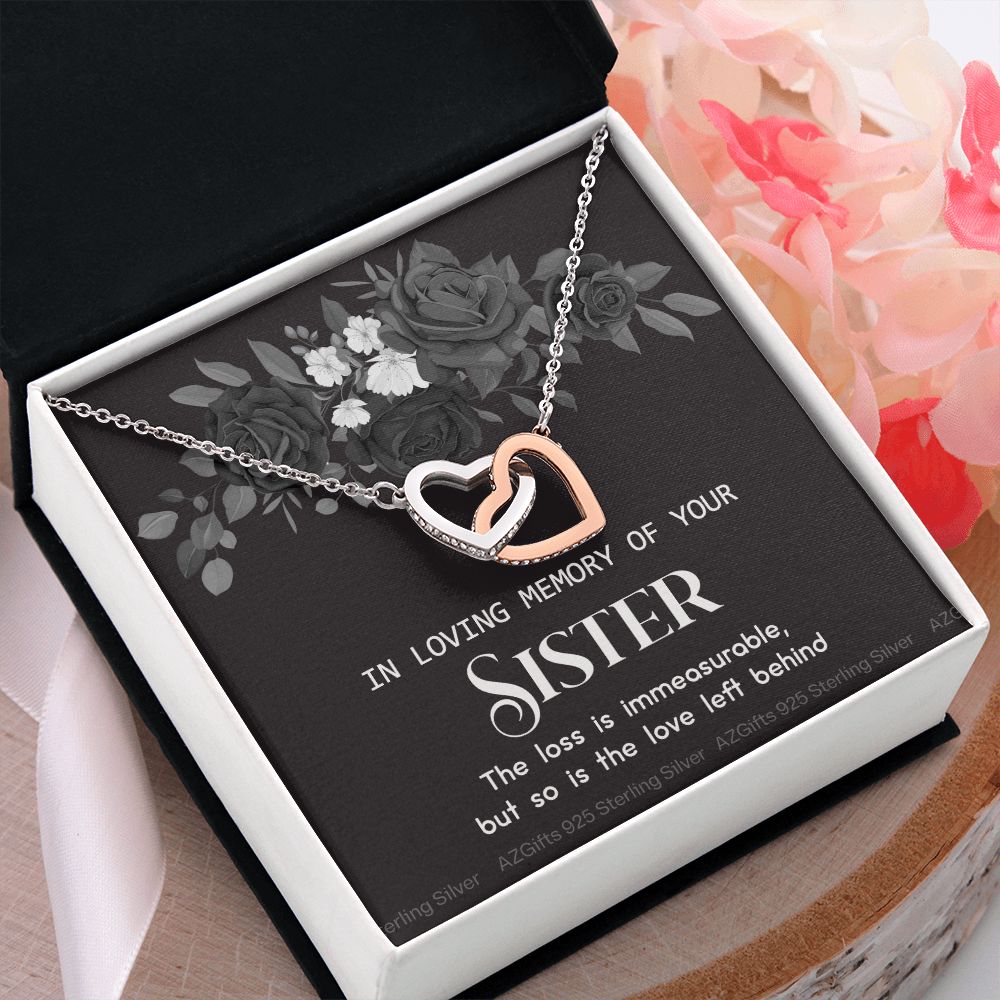 In Memory Of Your Sister, Sympathy Gift Loss Of Sister, Sympathy Gift Box, Loss Of Sister Necklace, Loss Of Sister, Loss Of A Sister Interlocking Hearts Necklace