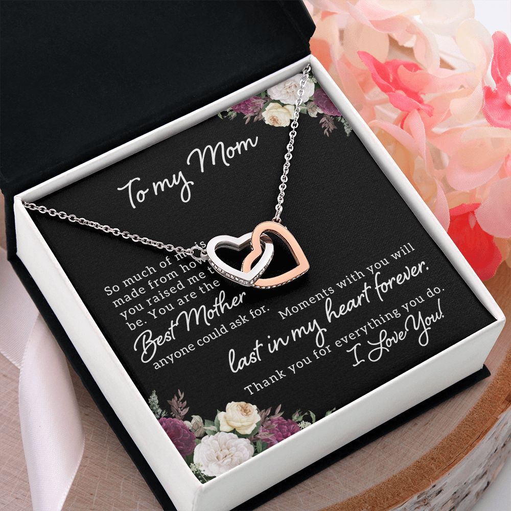 Mom Necklace Gifts for Mom from Daughter to Mom Gifts for Mothers Day from Daughter, To My Mom Necklace from Daughter to Mom Birthday Gifts Necklace with Message Card and Gift Box18 Interlocking Hearts Necklace