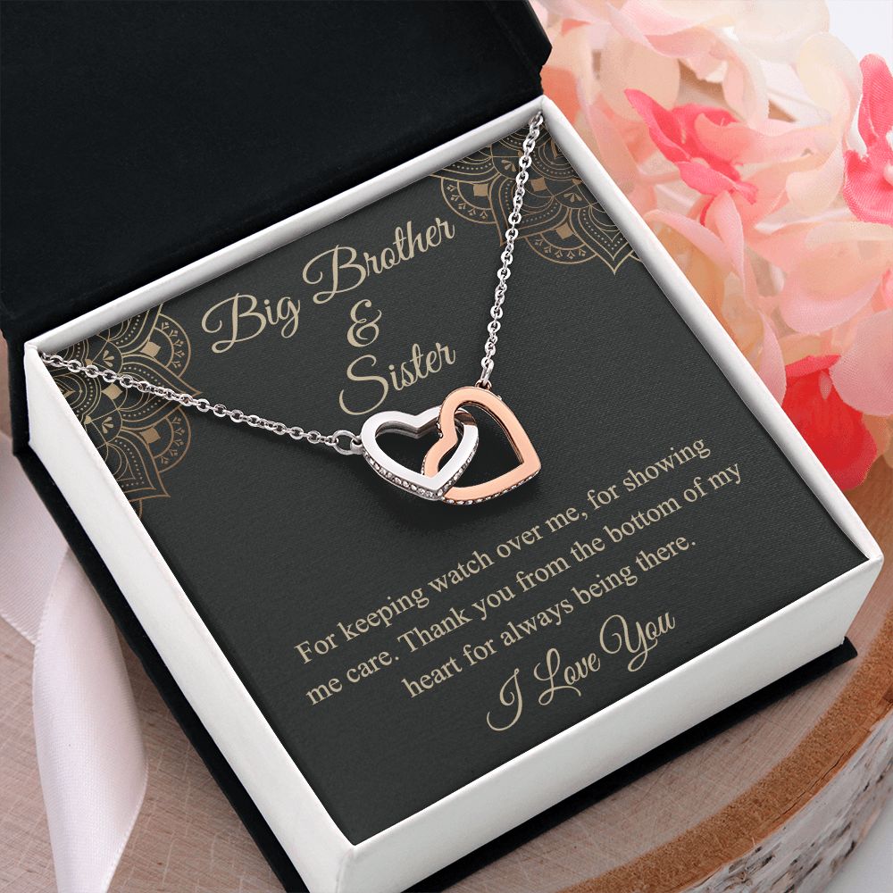 Brother Christmas Gift Chain Necklace, Christmas Gift for Brother from Sister Interlocking Hearts Necklace