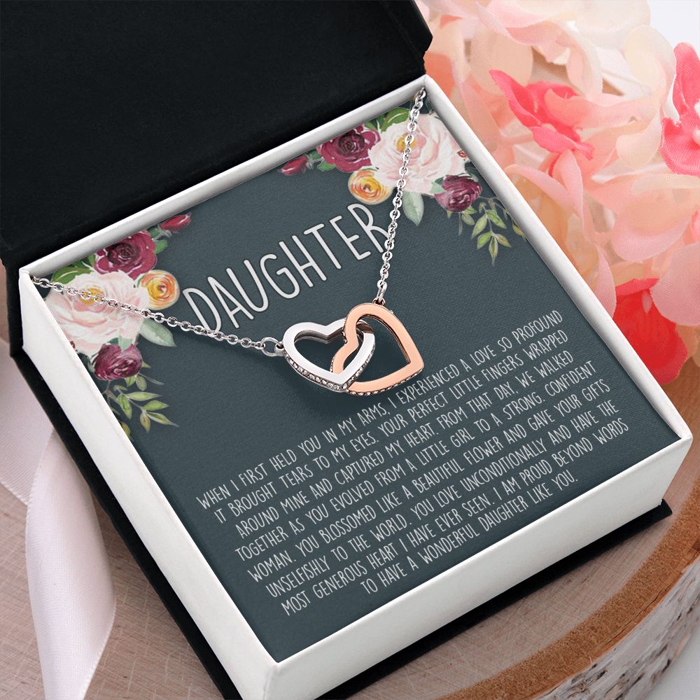 Daughter Necklace Gift for Daughter, Daughter Jewelry, Mother Daughter Interlocking Hearts Necklace