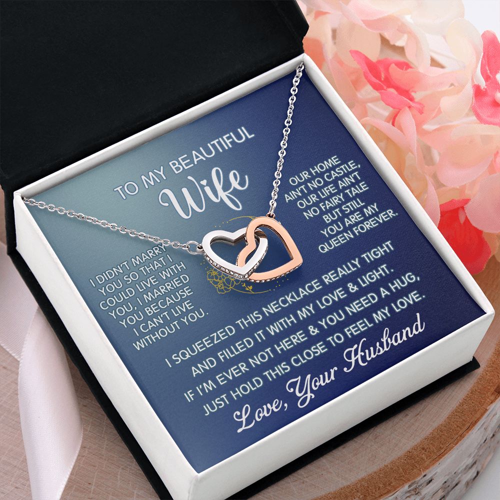 To My Beautiful Wife Necklace, Wedding Anniversary Jewelry For Women, Necklace For Wife from Husband, Gifts For Wife Birthday Gifts Necklace, Jewelry With Message Card In A Gift Box