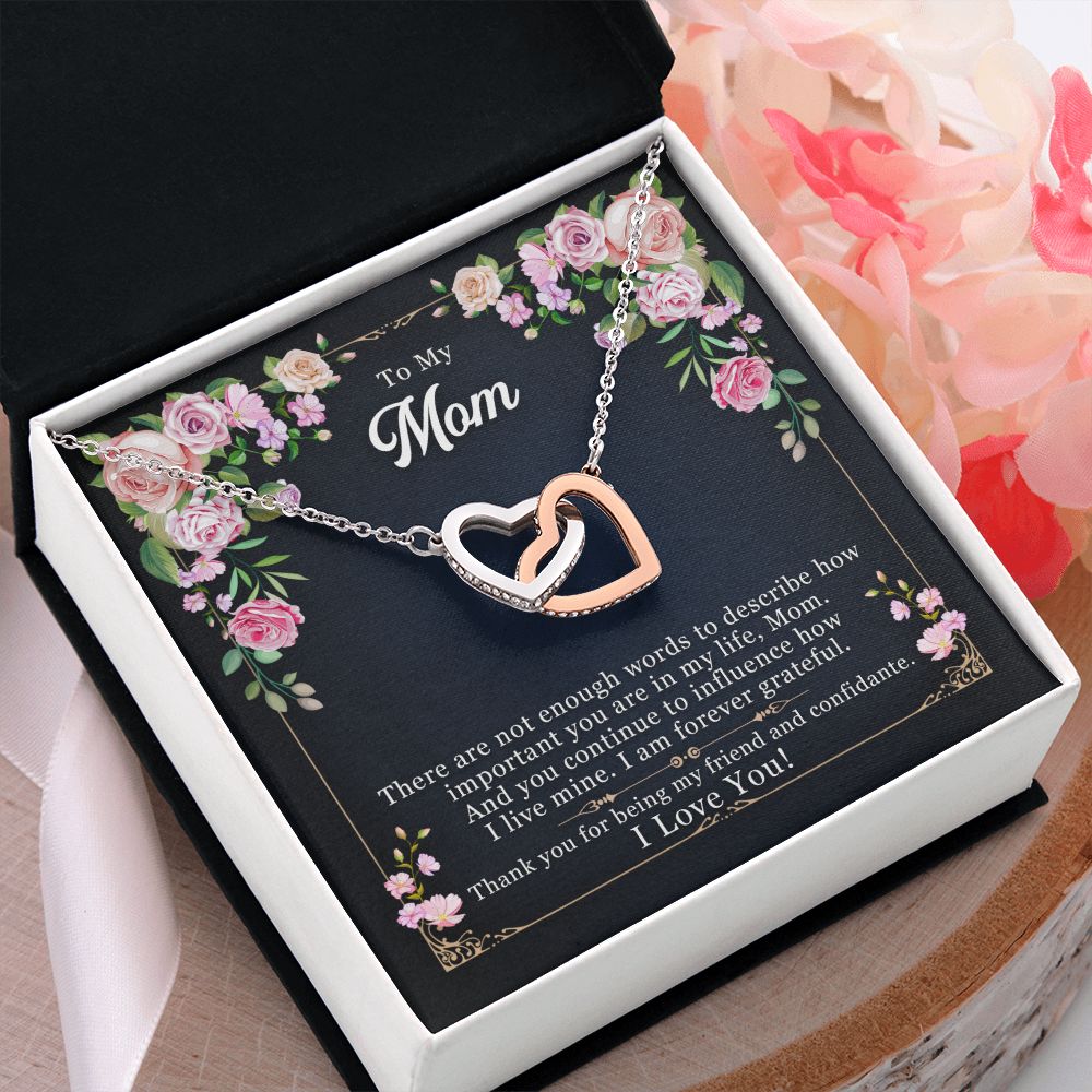 To My Mom Necklace Pendant Gift From Daughter Thank You For Being My Friend And Confidant With Message Card Gift For Mom Interlocking Hearts Necklace