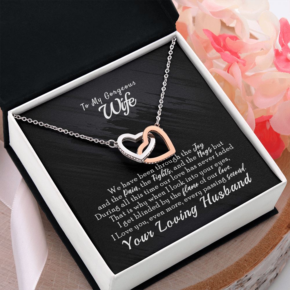 To My Wife Necklace from Husband, Personalized Necklace for Women, Luxury Necklace for Wife from Man Men, Wedding Anniversary Present For Wife, Beautiful Wife Jewelry Christmas Birthday Gift For Wife14 Interlocking Hearts Necklace