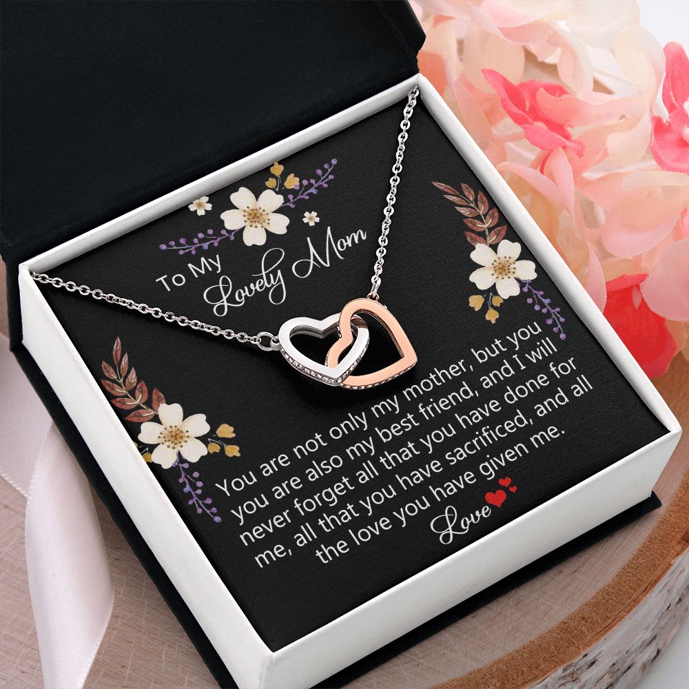 To My Mom Necklace, Gift For Mom, Mother's Day Gift from Daughter, Mom Jewelry Gift for Mothers Day, Birthday Gift for Mother, Moms Gift from Daughter Son, Necklace for Mom Mother15 Interlocking Hearts Necklace