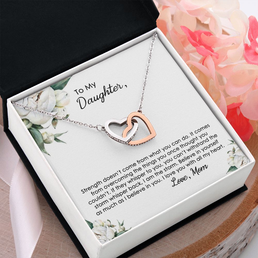 Mother Daughter Gift Ideas, To My Daughter Gift Necklace from Mom, Jewelry Pendant Present for Daughter, Birthday Christmas Gift Graduation Gifts for Daughters, Mother and Daughter Necklace 2140 Interlocking Hearts Necklace