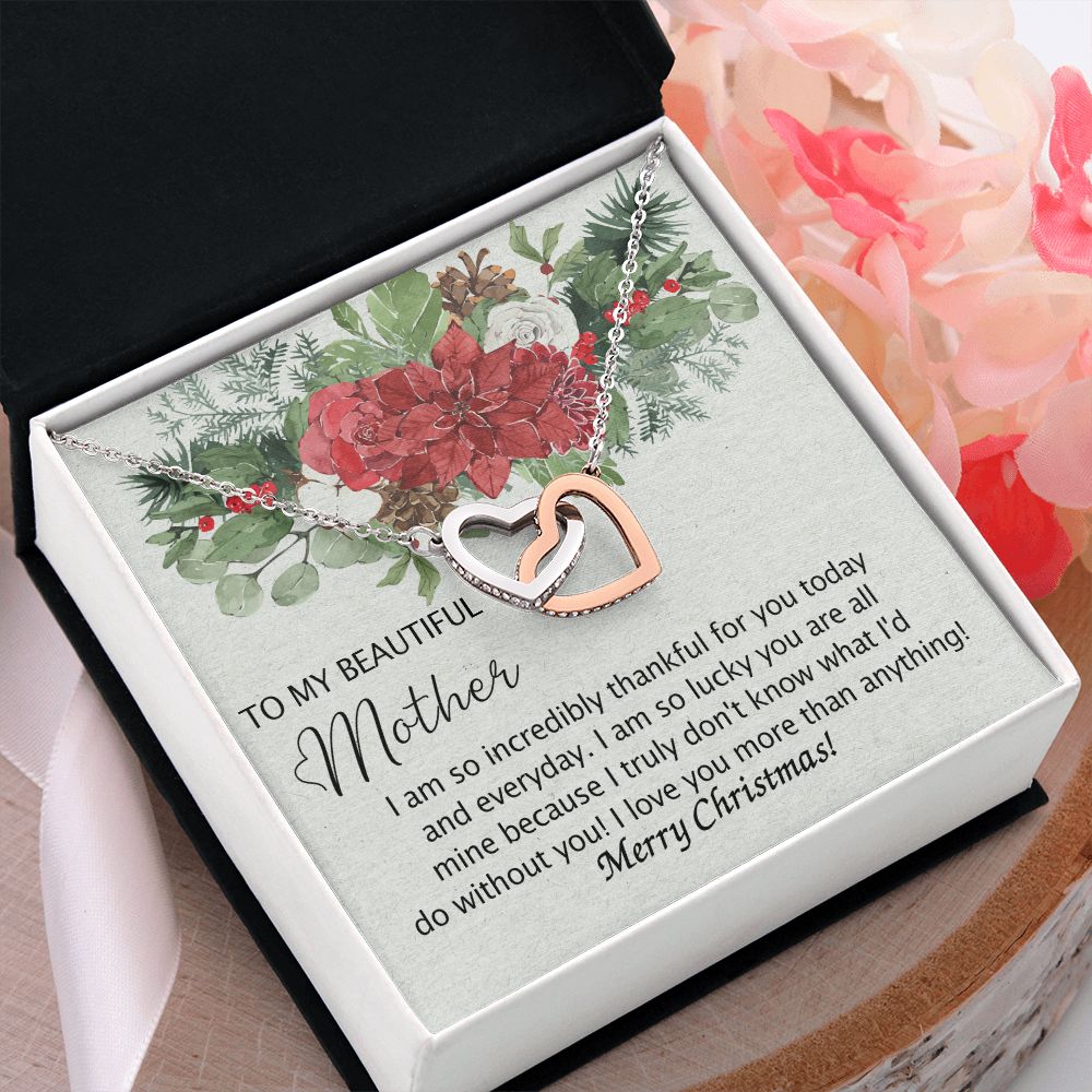 To My Mother Necklace from Daughter Pendant for Mom Christmas Pendant Inspirational Gift from Son to Mom Personalized Necklace Gift for Mother Fiance Christmas Present from Child 301 Interlocking Hearts Necklace