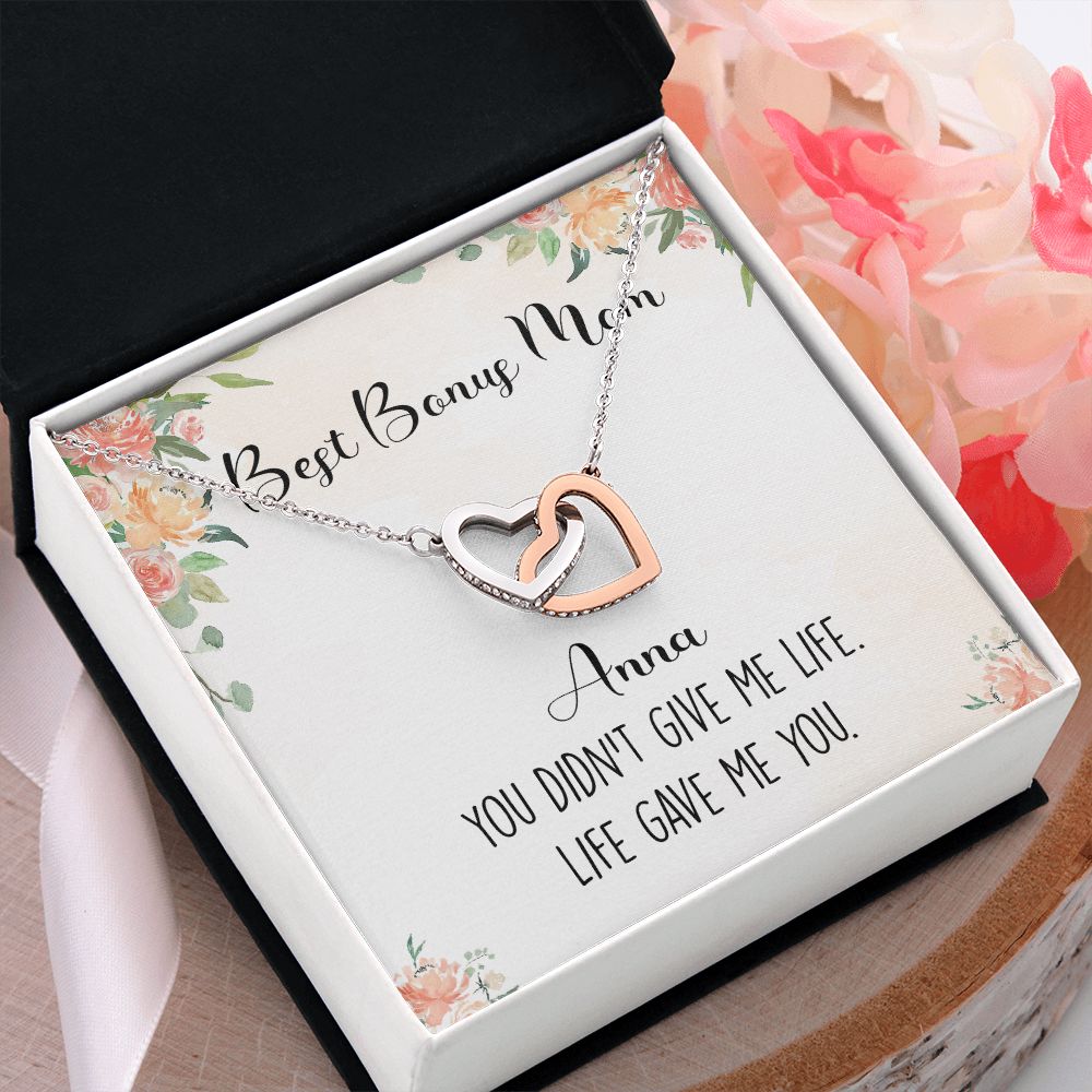 To My Stepmom Necklace from Stepdaughter Birthday Gifts for Stepmom Stepmother Gifts for Second Mom Gifts for Stepmom from Bonus Daughter Stepmom Gifts for Birthday Mothers Day 301 Interlocking Hearts Necklace