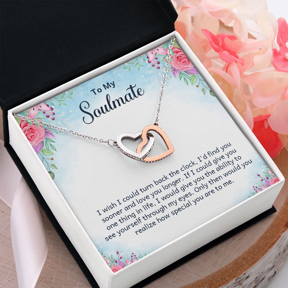 To My Soulmate Necklace for Women Birthday Christmas Jewelry Gifts For My Wife with Message Card Box Personalized Gift Present Pendant for Future Wife Soulmate Girlfriend Love 17 Interlocking Hearts Necklace